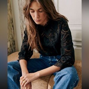 Sezane Bianca Blouse 34 2 Black